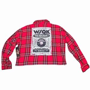 Netflix Stranger Things WSQK Graphic Cropped Flannel‎ Red Women's L New W Tags